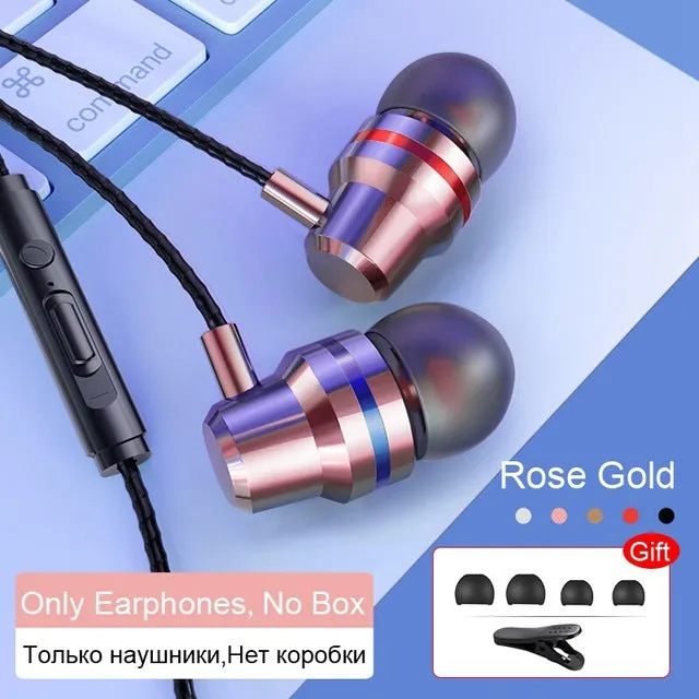 TOMKAS Wired Earbuds Headphones 3.5mm In Ear Earphone Earpiece With Mic Stereo Headset 5 Color For Samsung Xiaomi Phone Computer