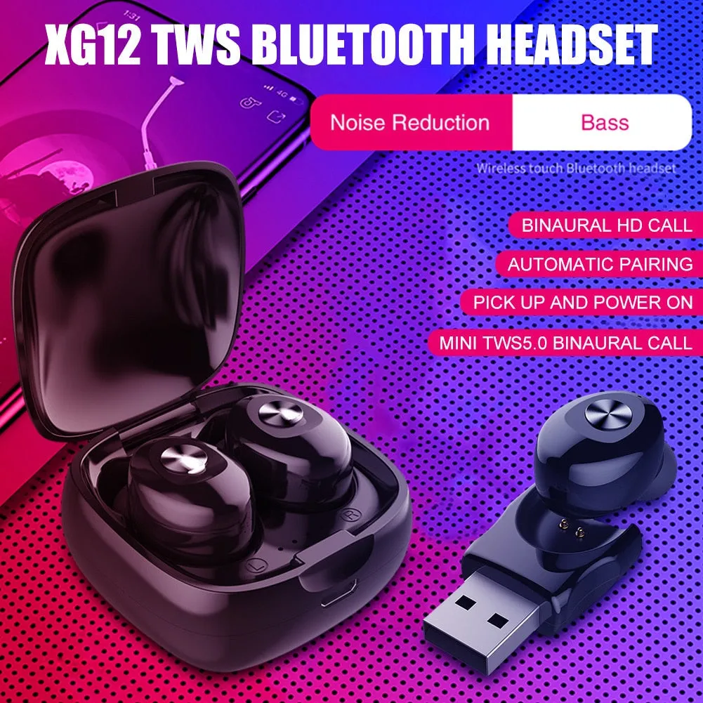 XG12 Bluetooth 5.0 EDR Technology Wireless Earphones   Charger