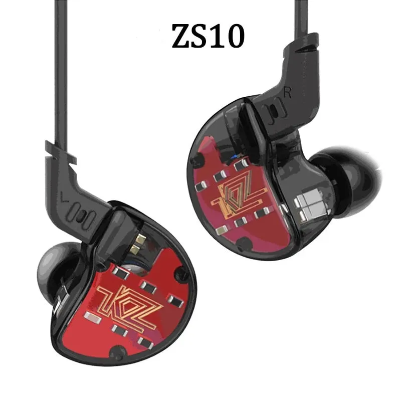 ZS10 Earphones 4BA 1 DD Hybrid In Ear Headphone HIFI Bass Headset DJ Monitor Earphone Earbuds KZ ZS6 AS10 ZST ES4 ED16 BA10